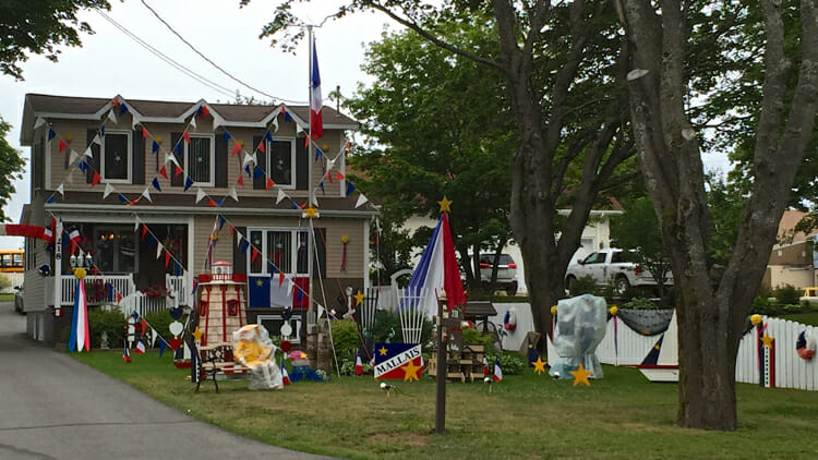 Decorated houses.