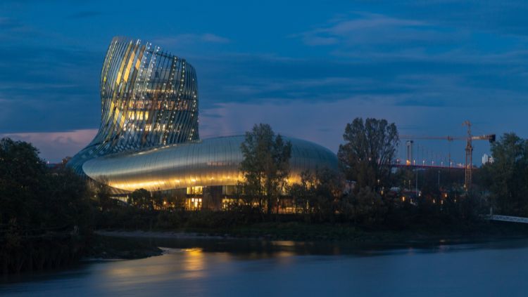 La Cité du Vin at night in bordeaux, france