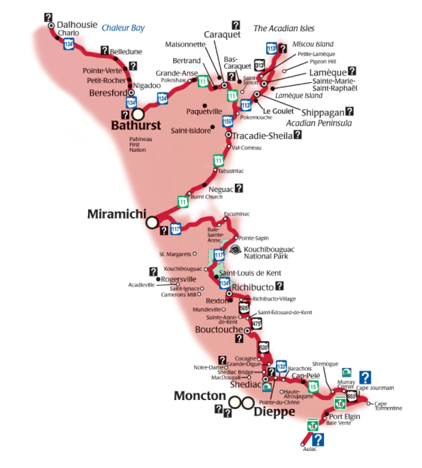 map new brunswick road trip acadian coastal route